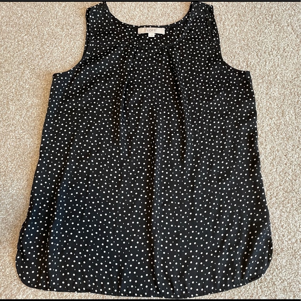 LOFT black and white polka dot sleeveless top